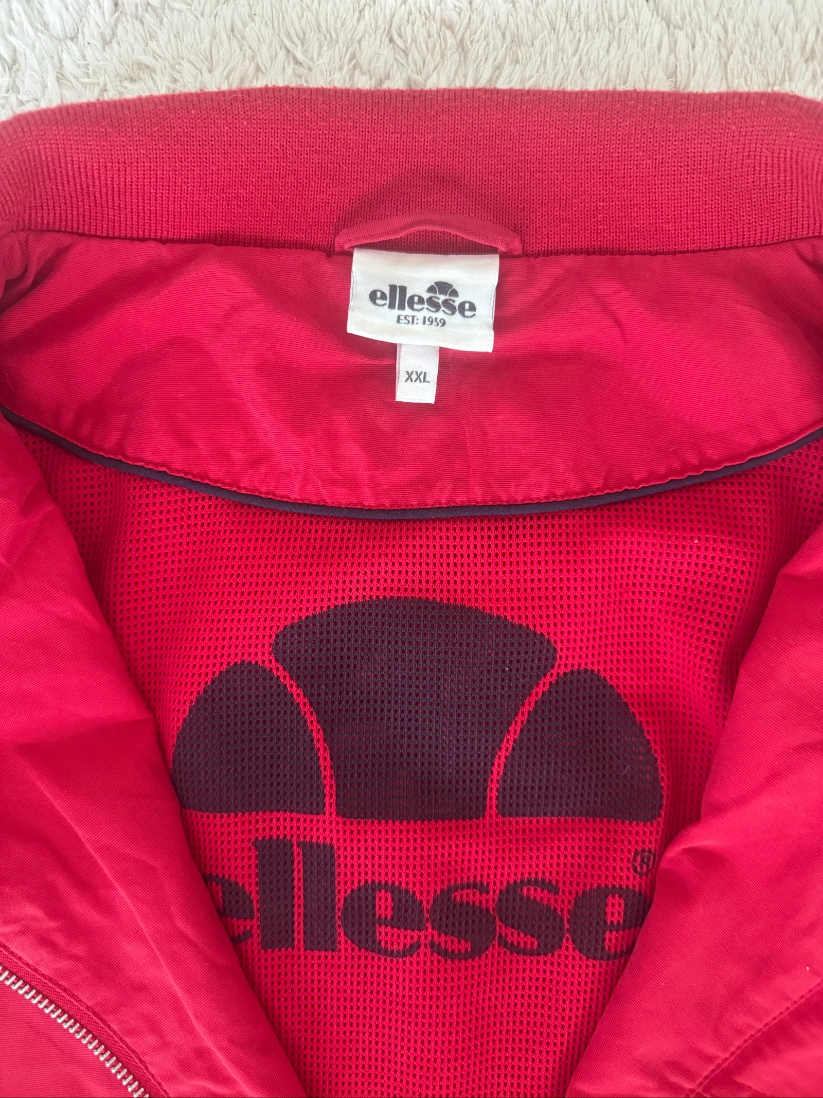 Ellesse Harrington Jas Rood Bomber Rits Katoenmix Vintage Casual XXL – photo 4